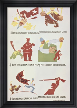 Framed Soviet Poster Against Wrangel&#39;S White Guards 1920 Print