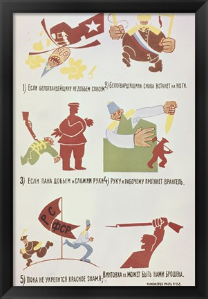 Framed Soviet Poster Against Wrangel&#39;S White Guards 1920 Print