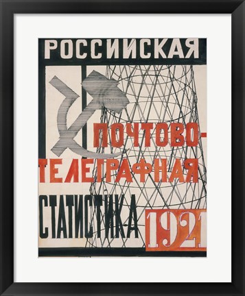 Framed Cover Design For Russian Postal-Telegraph Statistics, 1921 Print