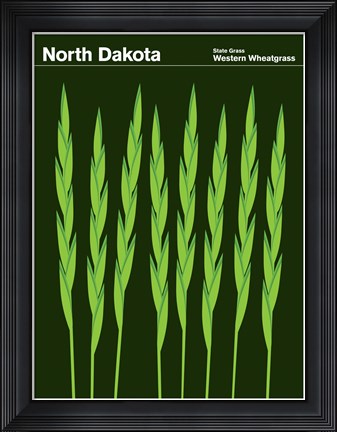 Framed Montague State Posters - North Dakota Print