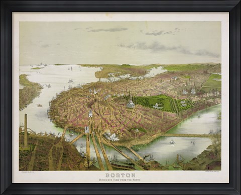 Framed Boston From the Air, 1877 Print