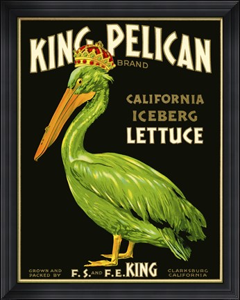 Framed King Pelican Brand Lettuce Print