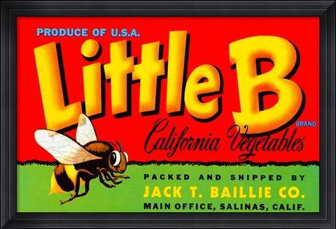 Framed Little B Brand California Vegetables Print