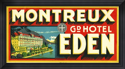 Framed Montreux Grand Hotel, Eden Print