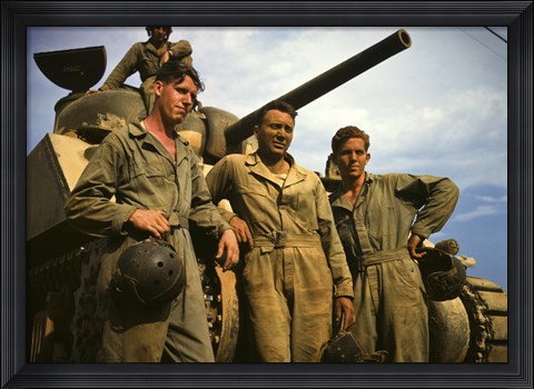 Framed Tank Crew leaning on M-4 tank, Ft. Knox, KY Print