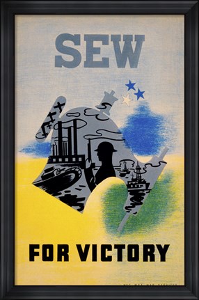 Framed Sew for Victory Print