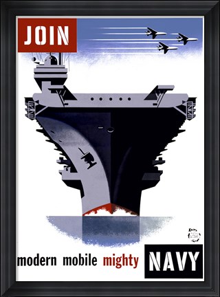 Framed Join the Navy, Modern Mobile Mighty Print