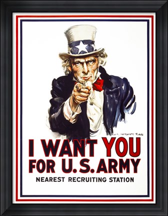 Framed I Want You For U.S. Army Print