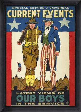 Framed Special Edition of Universal Current Events Latest Views of our Boys in the Service Print
