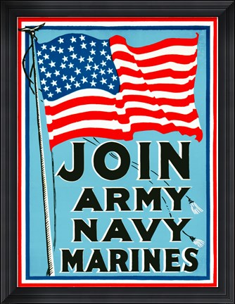 Framed Join Army Navy Marines Print
