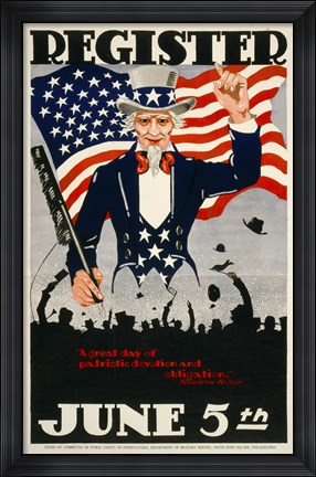 Framed Register June 5th, 1917, WWI Print