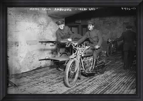 Framed Indian Motor Cycle Ambulance Print