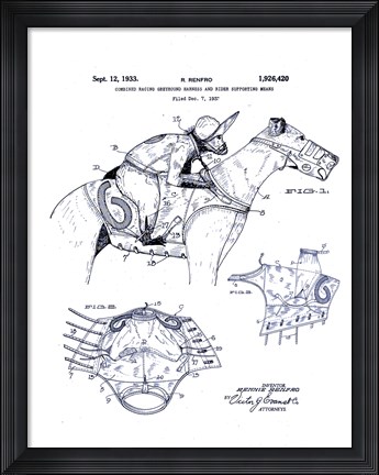 Framed Greyhound Racing and Monkey Jockey, 1933 Print