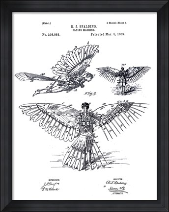 Framed Flying Machine, R. J. Spalding Print