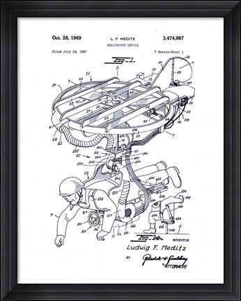 Framed Human Helicopter Device Print