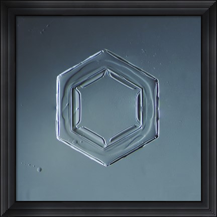 Framed Hexagonal Plate Snowflake 003.2.2014 Print