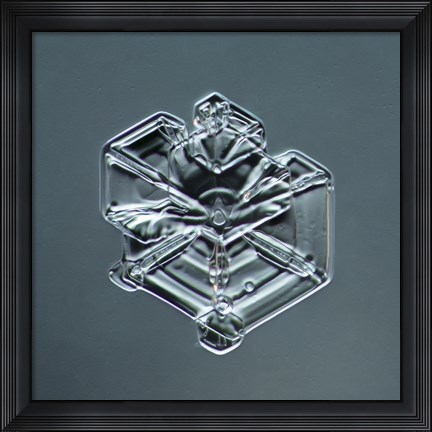 Framed Hexagonal Plate Snowflake 003.2.9.2014.1 Print