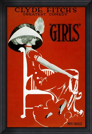 Framed Clyde Fitch&#39;s Greatest Comedy, &quot;&quot;Girls&quot;&quot; Print
