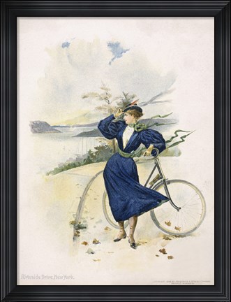 Framed Cycling, Riverside Drive, New York Print