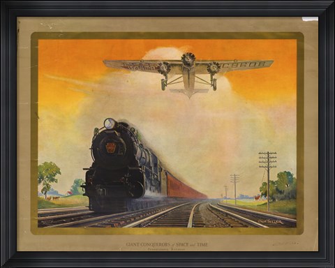 Framed Giant Conquerers of Space and Time Pennsylvania Railroad Print