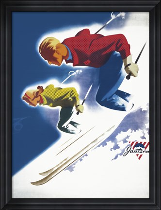 Framed Jantzen by Binder Man and Women, Ski 1947 Print