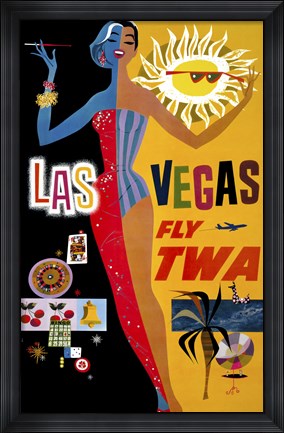 Framed Las Vegas, Fly TWA Print