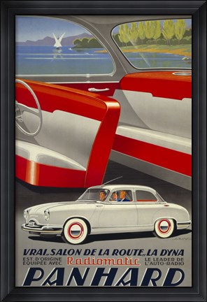 Framed Panhard Automobiler by Mediterranean Beach Print