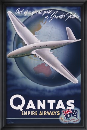 Framed Quantas Empire Airways Print