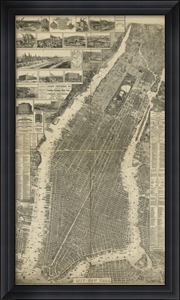 Framed City of New York Map, 1879 Print