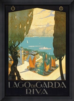 Framed Wharf on Lake Garda Italy Print