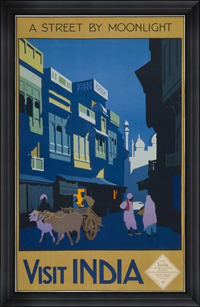 Framed Street by Moonlight - Visit India Print