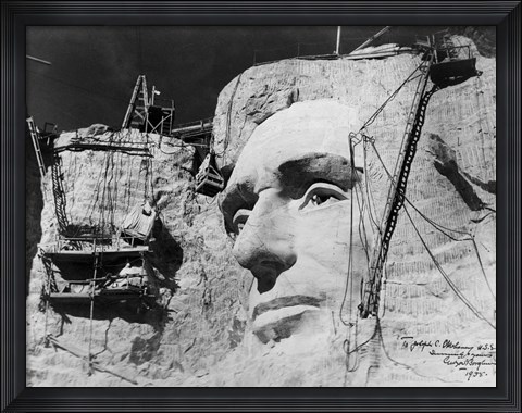 Framed Abraham Lincoln on Mount Rushmore Print