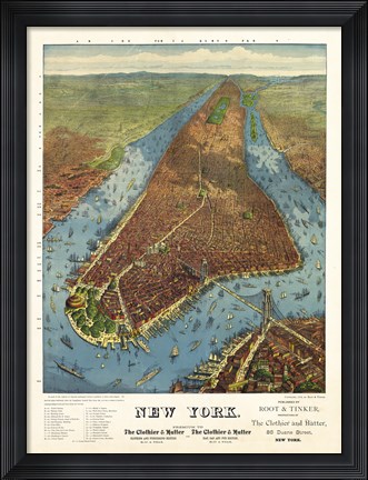 Framed Aerial Map for Root &amp; Tinker of New York Print
