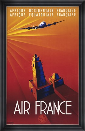 Framed Air France to Africa Print