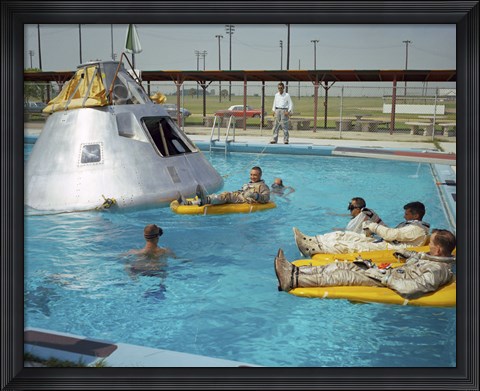 Framed Apollo 1 Astronauts Working by the Pool Print