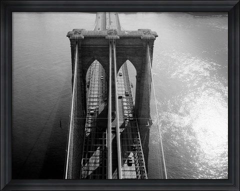 Framed Brooklyn Bridge Tower Aerial Print
