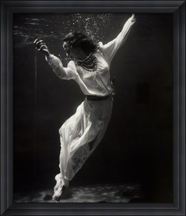 Framed Fashion Model Underwater in Dolphin Tank Print