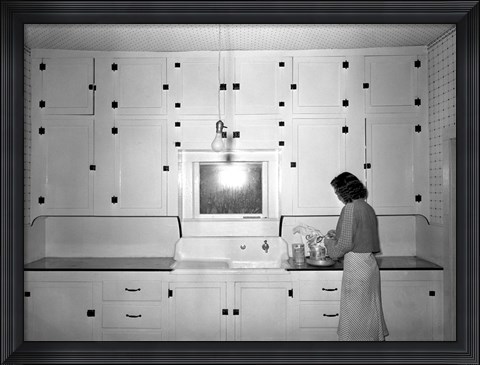 Framed Modern Rural Kitchen 1930's Print