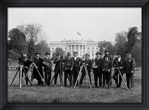 Framed Press Correspondents and Photographers on White House Lawn Print