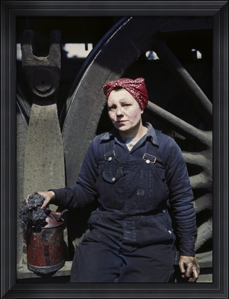 Framed Railroad Wiper at Roundhouse, Clinton, Iowa Print
