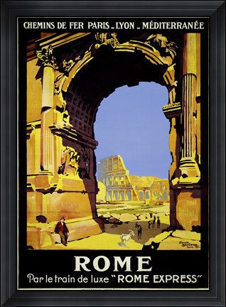 Framed Rome Express Rome, Par le Train de Luxe Print
