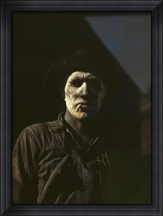 Framed Worker at Carbon Black Plant, Sunray, Texas Print