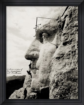 Framed Workmen on Face of George Washington Print