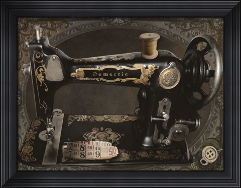 Framed Vintage Sewing Machine Print