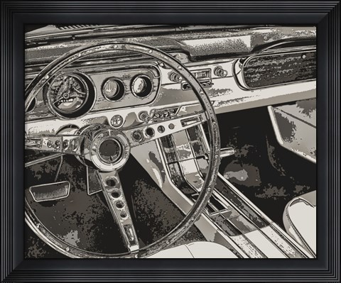 Framed Vintage Car Dashboard Print