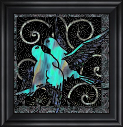 Framed Aqua Lovebirds Print