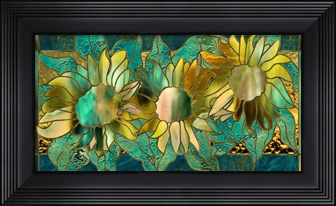Framed Verdigris Sunflower Print