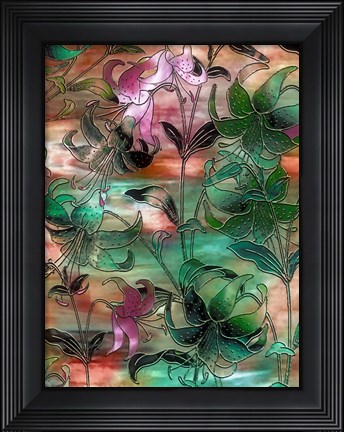 Framed Aqua Sky Lillies Print
