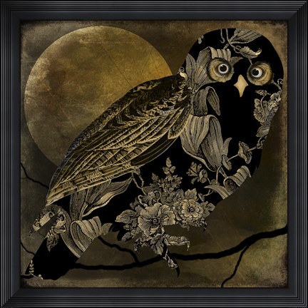 Framed Sepia Moon Owl Print