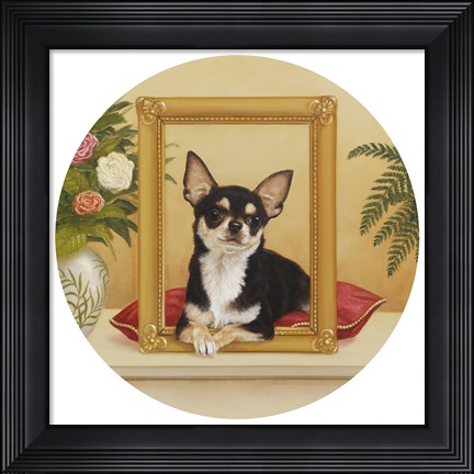 Framed Chihuahua Mona Lisa Print